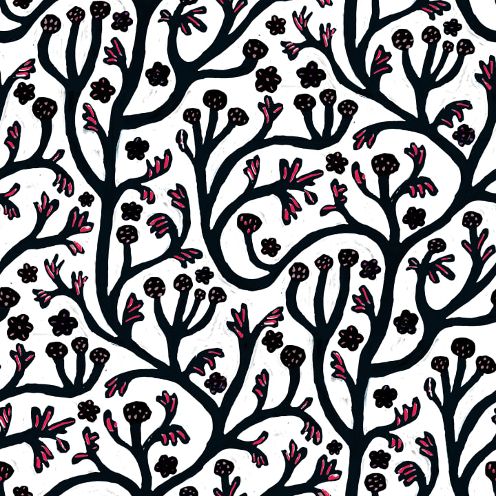 Navy Floral Charm