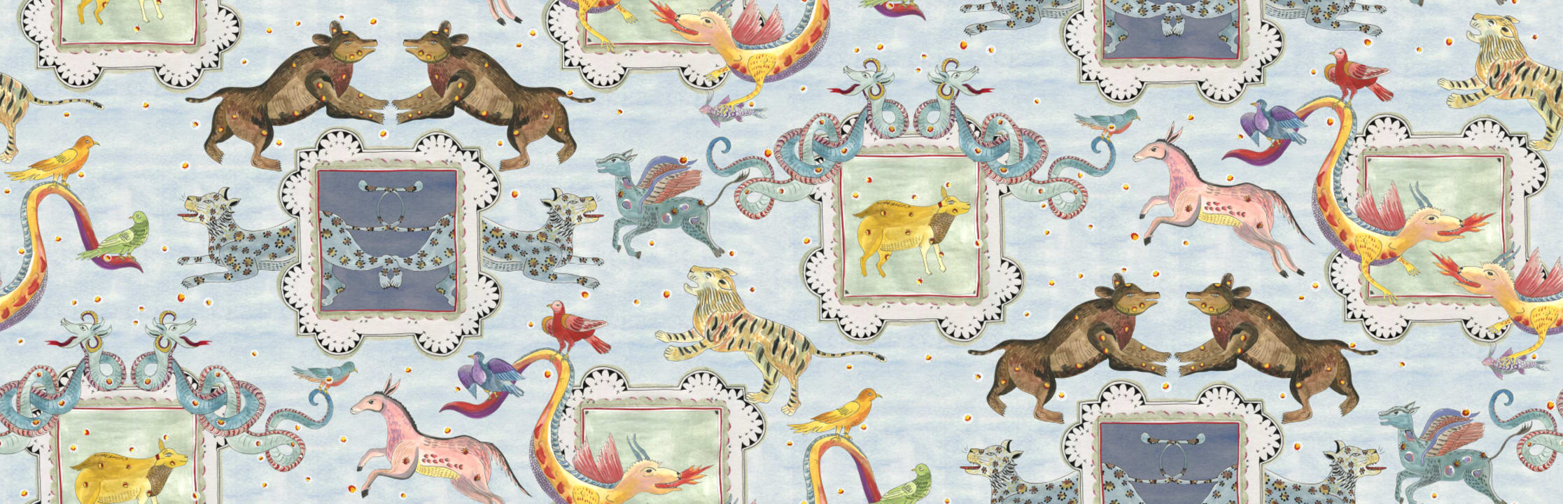 All-over — bestiaire fantastique et héraldique