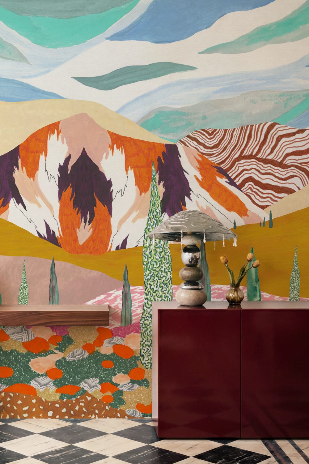 Panoramic — Mountain and Cypress Landscape