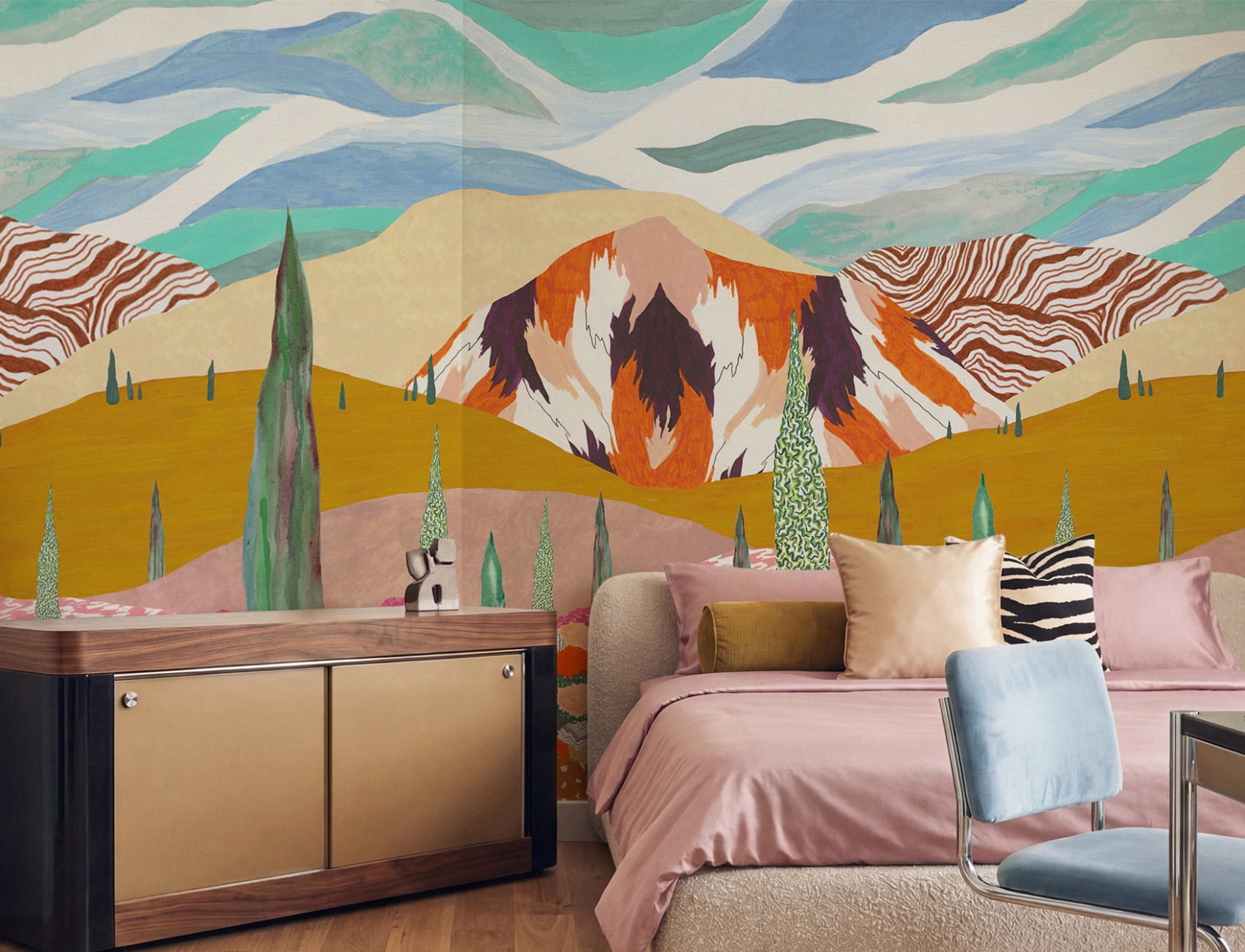 Panoramic — Mountain and Cypress Landscape