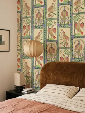 All-over — birds in ornamental cartouches