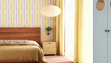 Pencil Bubblegum is a yellow wallpaper by Bien Fait