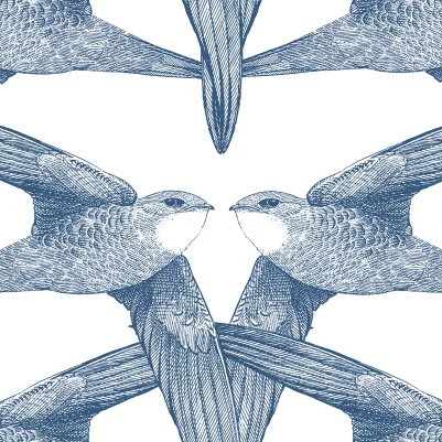 White Birds, Indigo pattern image
